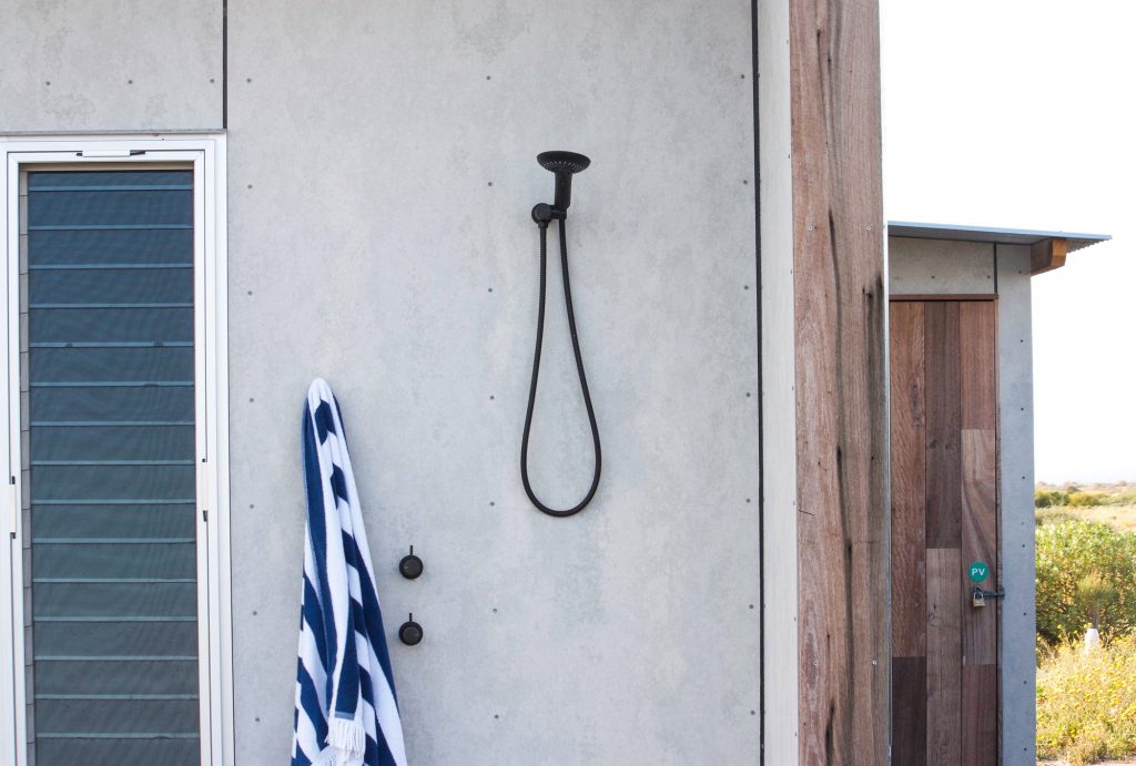 plywood home outdoor shower